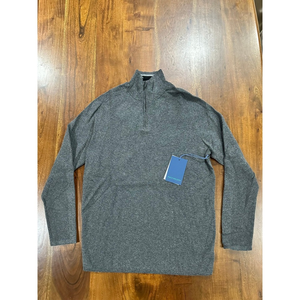 Mack Weldon Tech Merino Quarter-Zip Sweater Gray Size L NWT